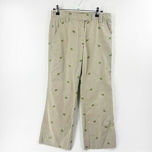 ✅‎ J. Crew CHINO Khaki Embroidered Turtle Capri Cropped Pants Size 2 Petite